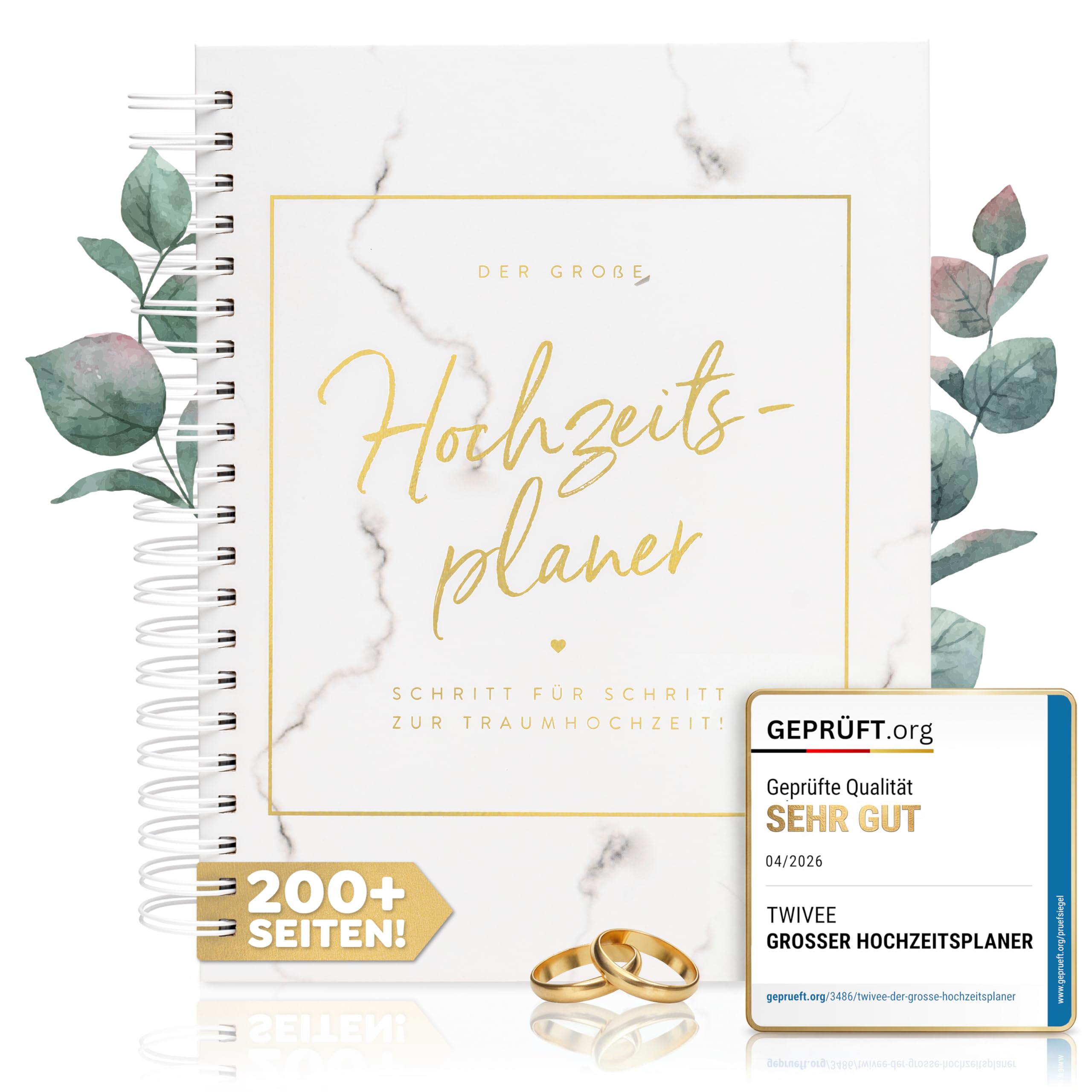TWIVEE - Der große Hochzeitsplaner - Wedding Planner - deutsch - über 200 Seiten - Organizer mit Kalender - Buch zur Hochzeit - Tolles Geschenk zur Verlobung