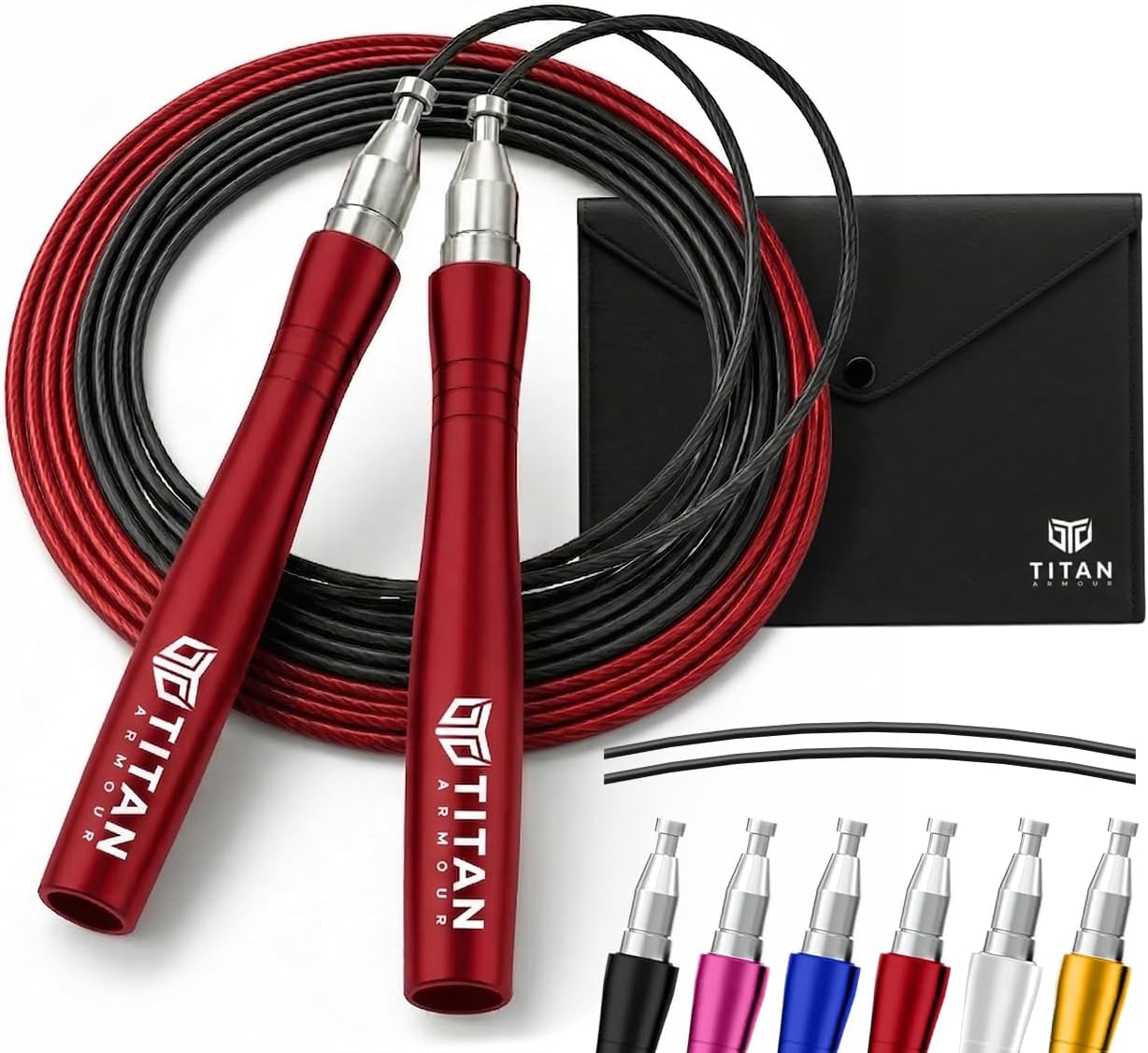 Titan Armour® Speed Rope - Professional Self-Locking & Adjustable, Adult Speed Jump Ropes for Fitness | 2 x Steel Ropes, Cable Protector & Travel Case | Jump Rope Crossfit, Boxing, Fitness MMA for Men & Women