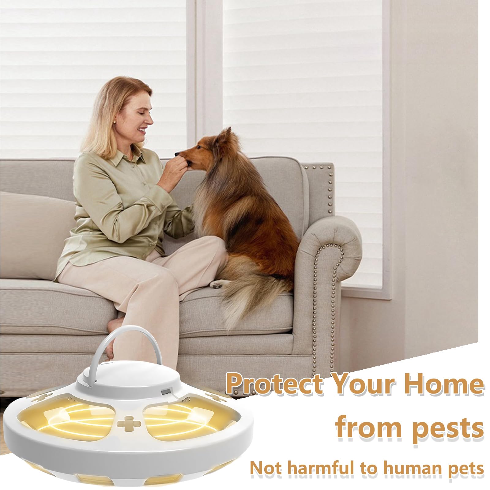2PCS Trampa para Pulgas, Lámpara para Atrapar Pulgas, Repelente de Plagas Trampa para Pulgas, con 4 Modos Control de Plagas de Mascotas, No Tóxico, para Dormitorio, Salón, Cocina（Blanco）