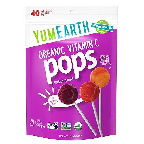YumEarth - Paquete variado de paletas orgánicas con vitamina C con sabor a fruta orgánica 40 paletas aptas para alérgicos sin gluten sin organismos YumEarth - Paquete variado de paletas orgánicas con vitamina C con sabor a fruta orgánica 40 paletas aptas para alérgicos sin gluten sin organismos
