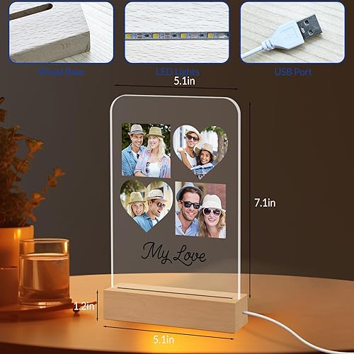 Miniatura 4 de Luz nocturna personalizada para niños, luces LED acrílicas con nombre grabado personalizado con base de madera para decoración de habitación del