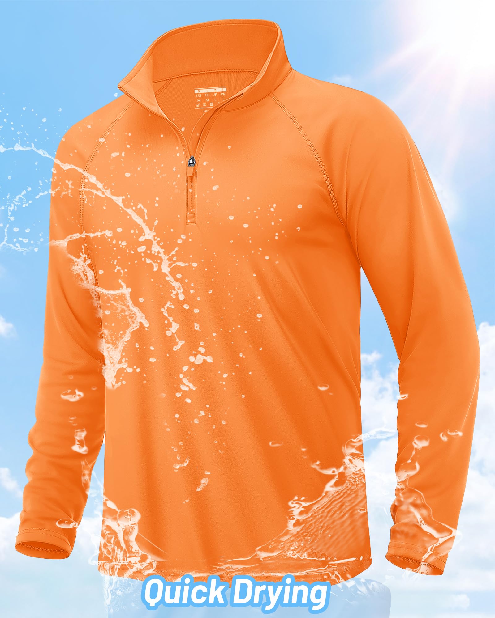 KEFITEVD UV Shirt Herren Langarm Funktionsshirt Schnelltrocknend Laufshirt | Schnelltrocknendes Stretch-Material, UV-Schutz und atmungsaktiv, geeignet für Wandern und Surfen