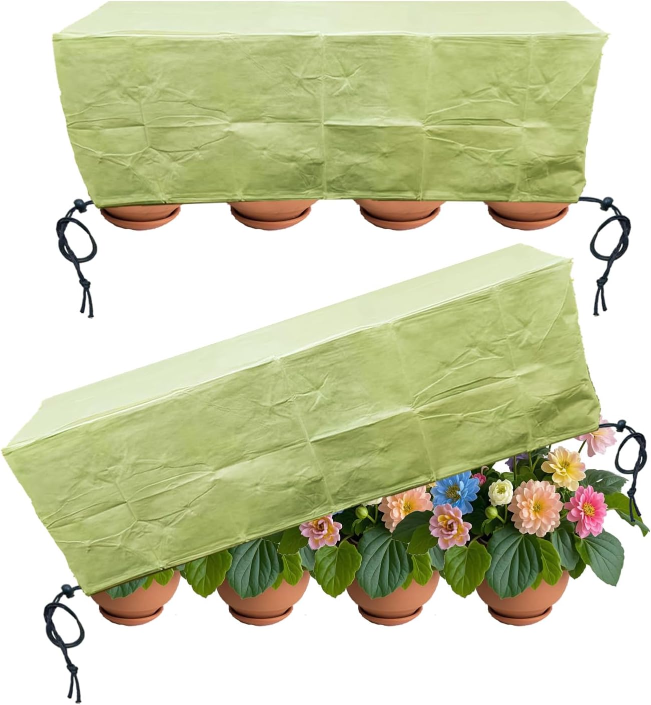 Plant Freeze Cover, 2 Piece Set 39.3” x 15.7” x 17.7” Frost Cloth for Plants,Plant Cover Freeze Protection,Plant Freeze Protection,Used for Flower pots, Flower Boxes, Small Plants