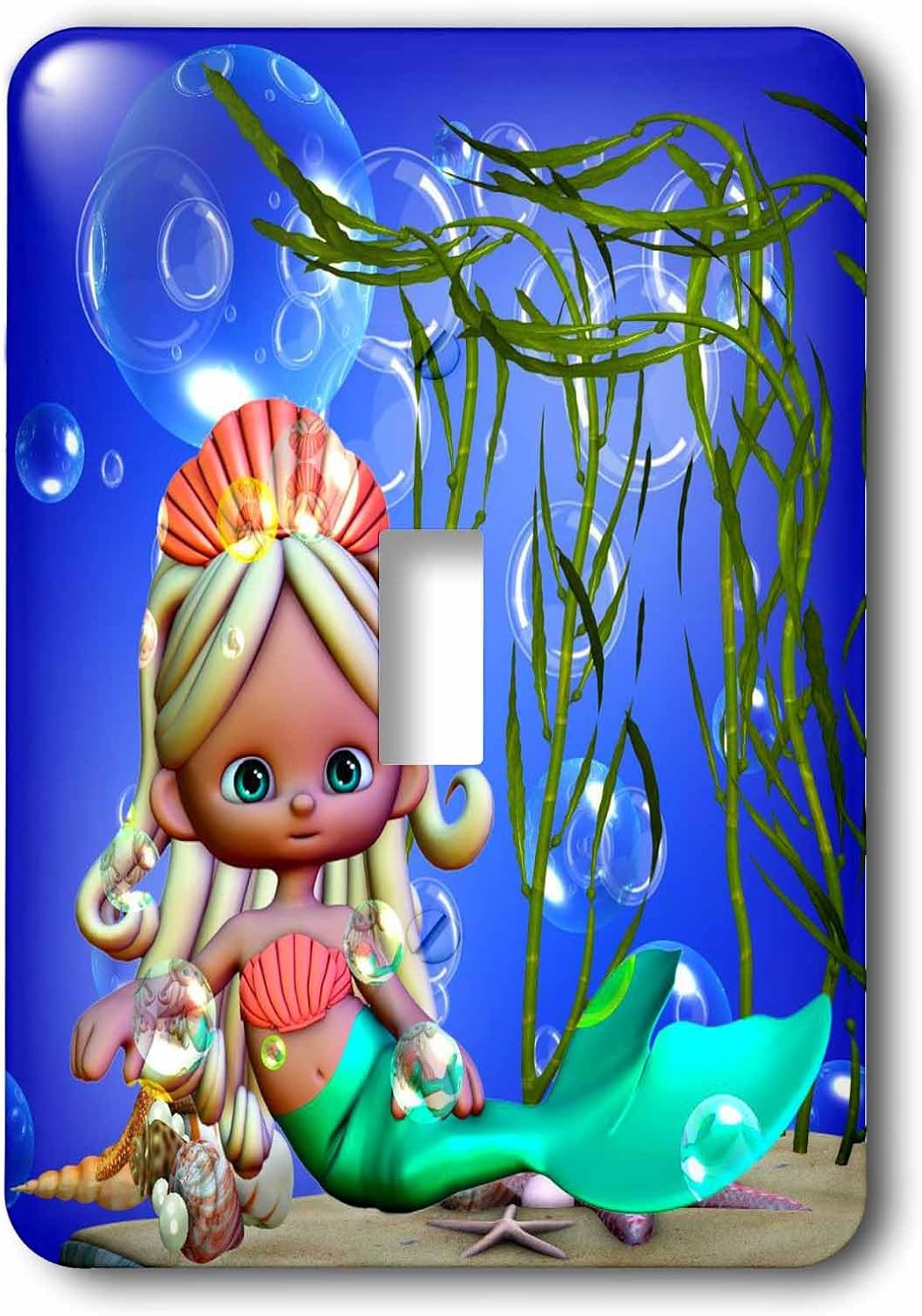 3dRose Adorable Mermaid under the sea with bubbles and shells is a charmer 2 plug outlet cover