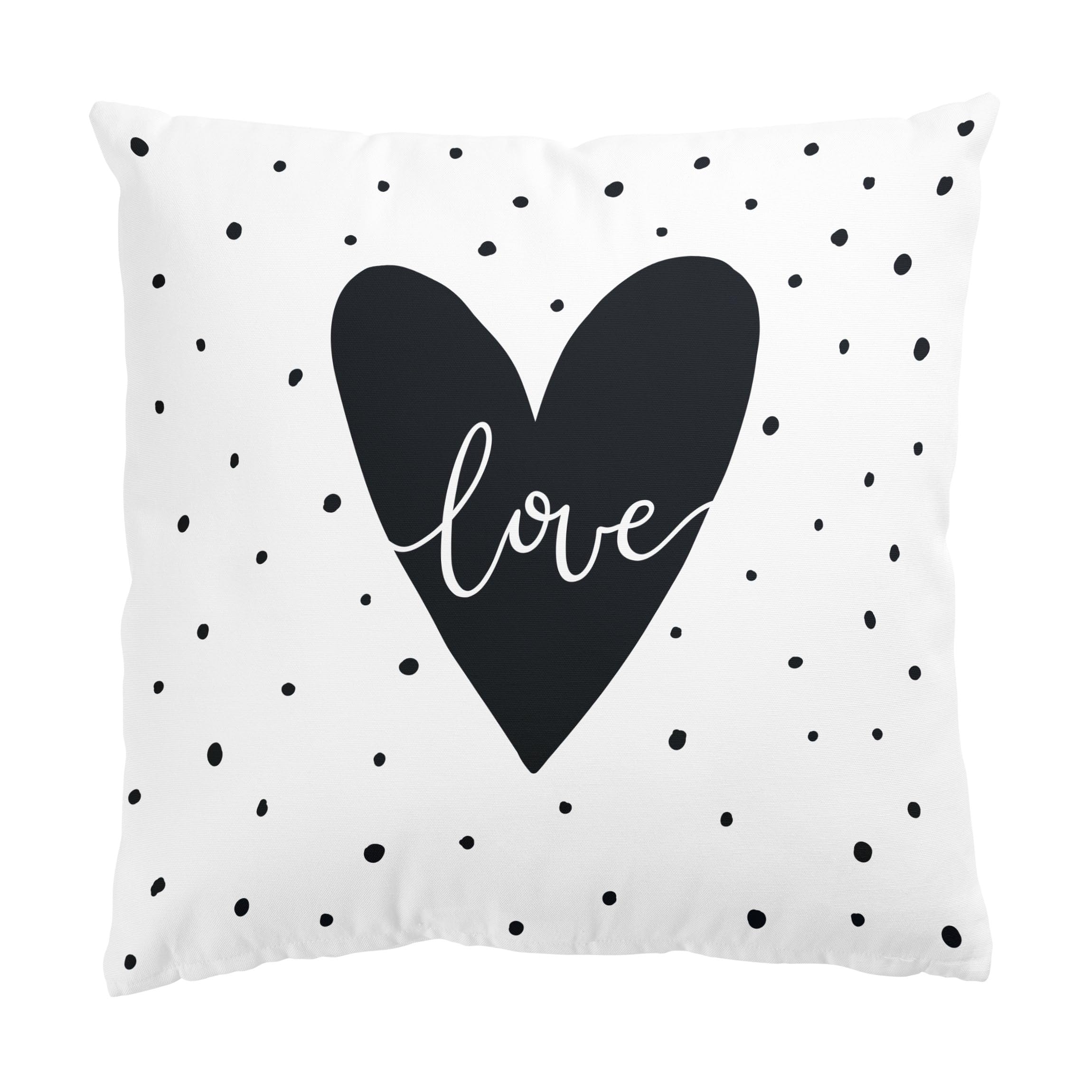Deko Kissenhülle draußen/Outdoor waschbar Sprüche ohne Füllung Zierkissen - Made in Germany - Punkte Bezug schwarz Weiss Sofakissen Outdoor Sofa Bett 1632