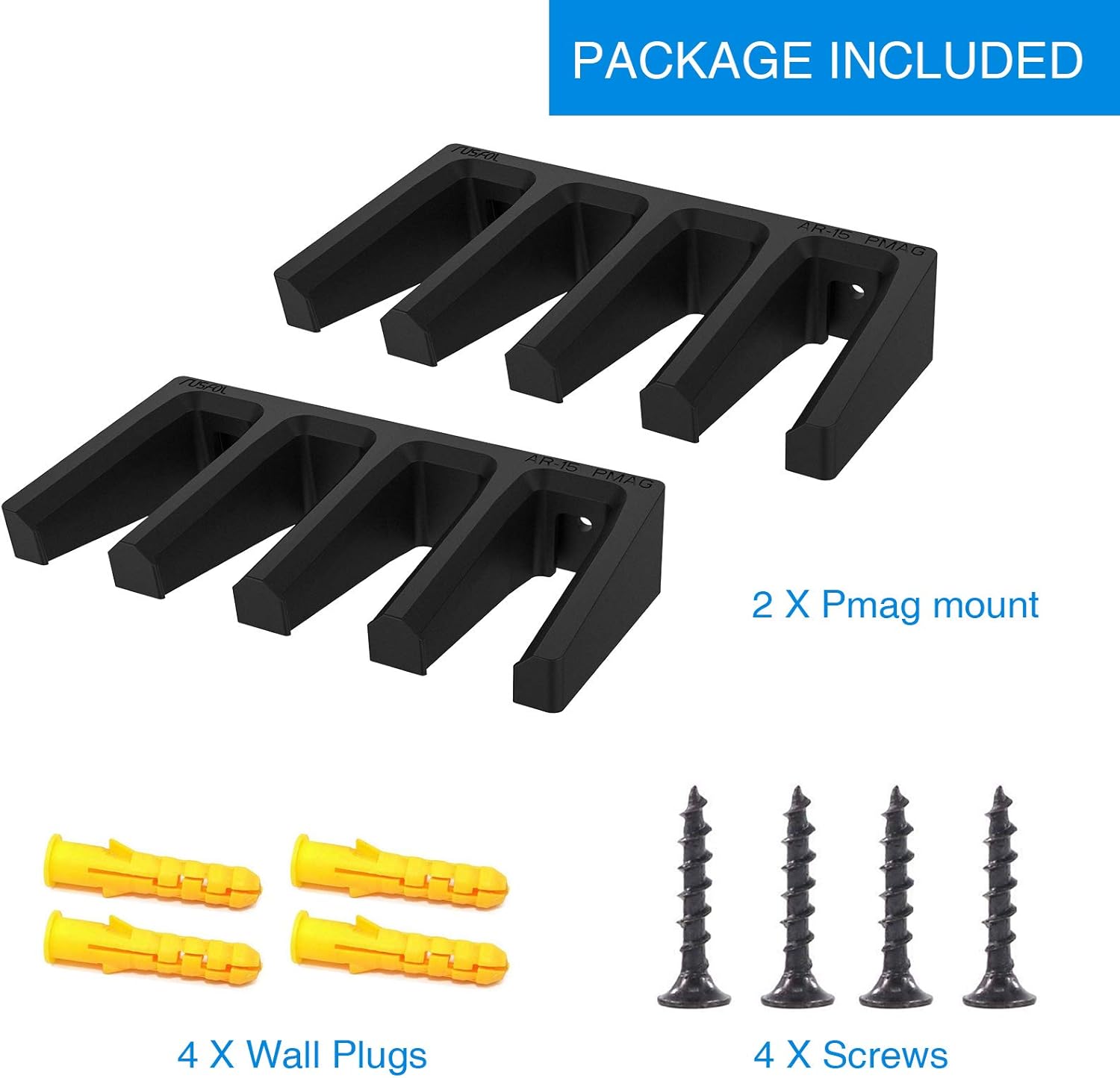 Solid ABS 4X Standard PMAG Wall Mount, Mag Holder, Home Magazine Storage Rack,2 Pack : Sports & Outdoors