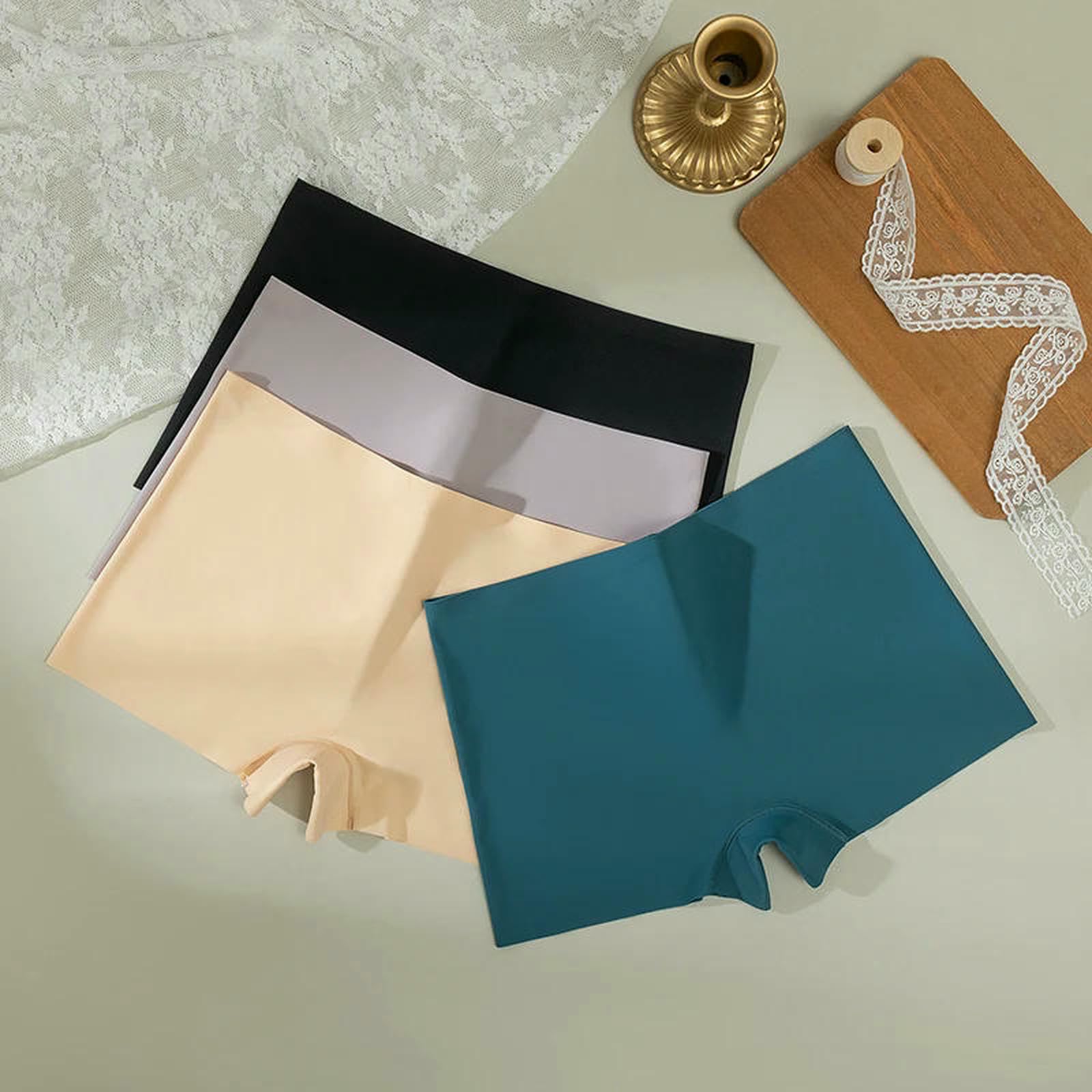 Mutande Donna Cotone 4pcs Mutandine da Pugili Senza Soluzione di continuità in Lingerie Traspirabili Comode Boyshorts Seta Biancheria Intima Donna-Set 1-s-4 Pezzi