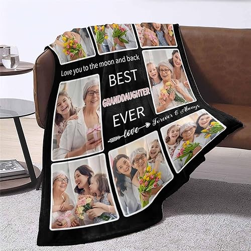 Miniatura 2 de Manta de collage de fotos personalizable para ella y él con imagen y texto personalizados, mantas únicas y significativas con imágenes