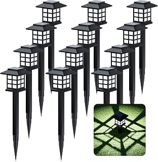Solar Garden Outdoor Lights 12 Pack, 12 Hrs Long-Lasting Waterproof Pathway Lights Solar Powered Auto On/Off, Decorative for Landscape Walkway Driveway Patio Yard & Lawn