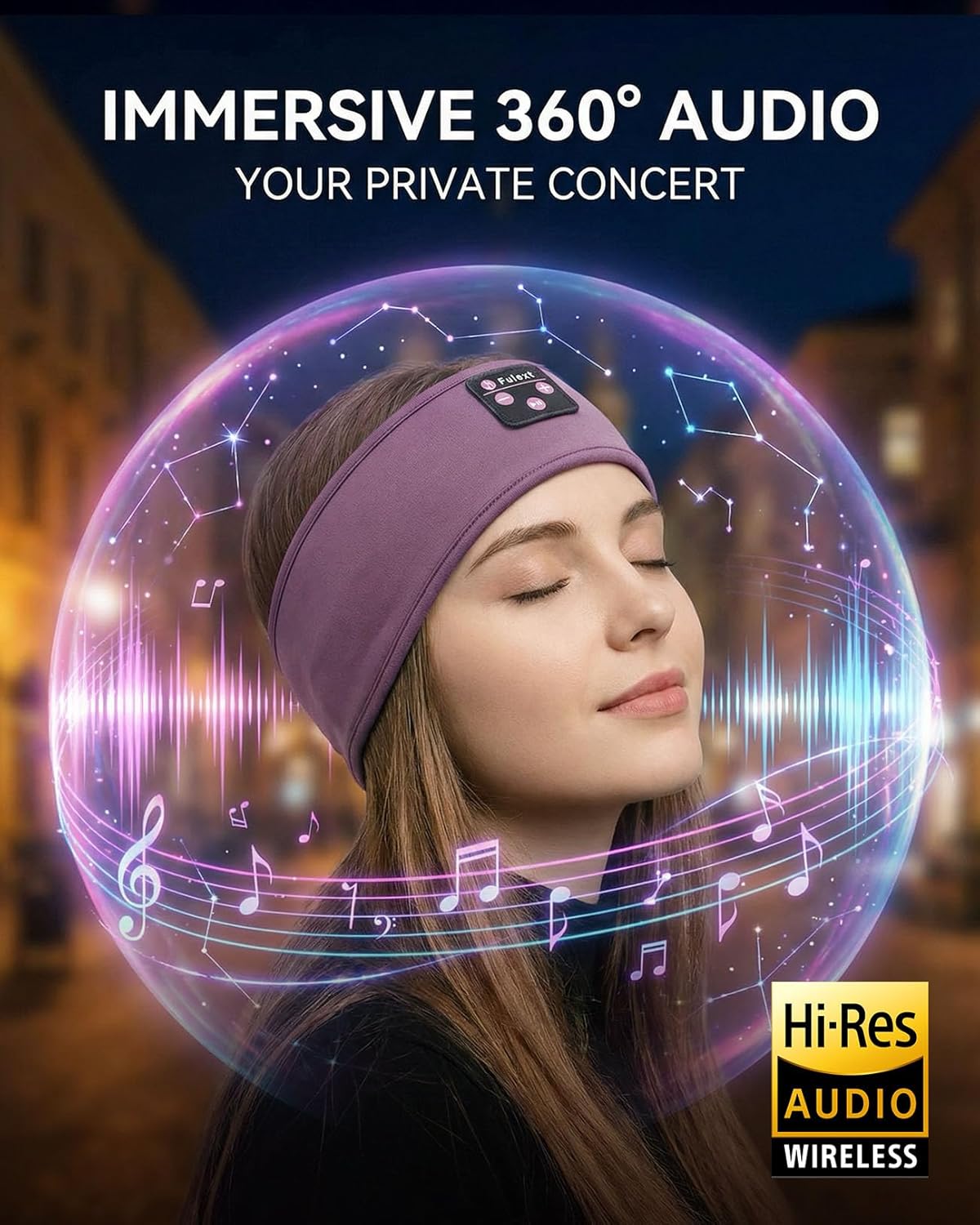 Sleep Headphones Headband for Side Sleepers - Bluetooth Wireless Music Headband with Stereo Speakers, Sweatproof for Sports and Meditation 4