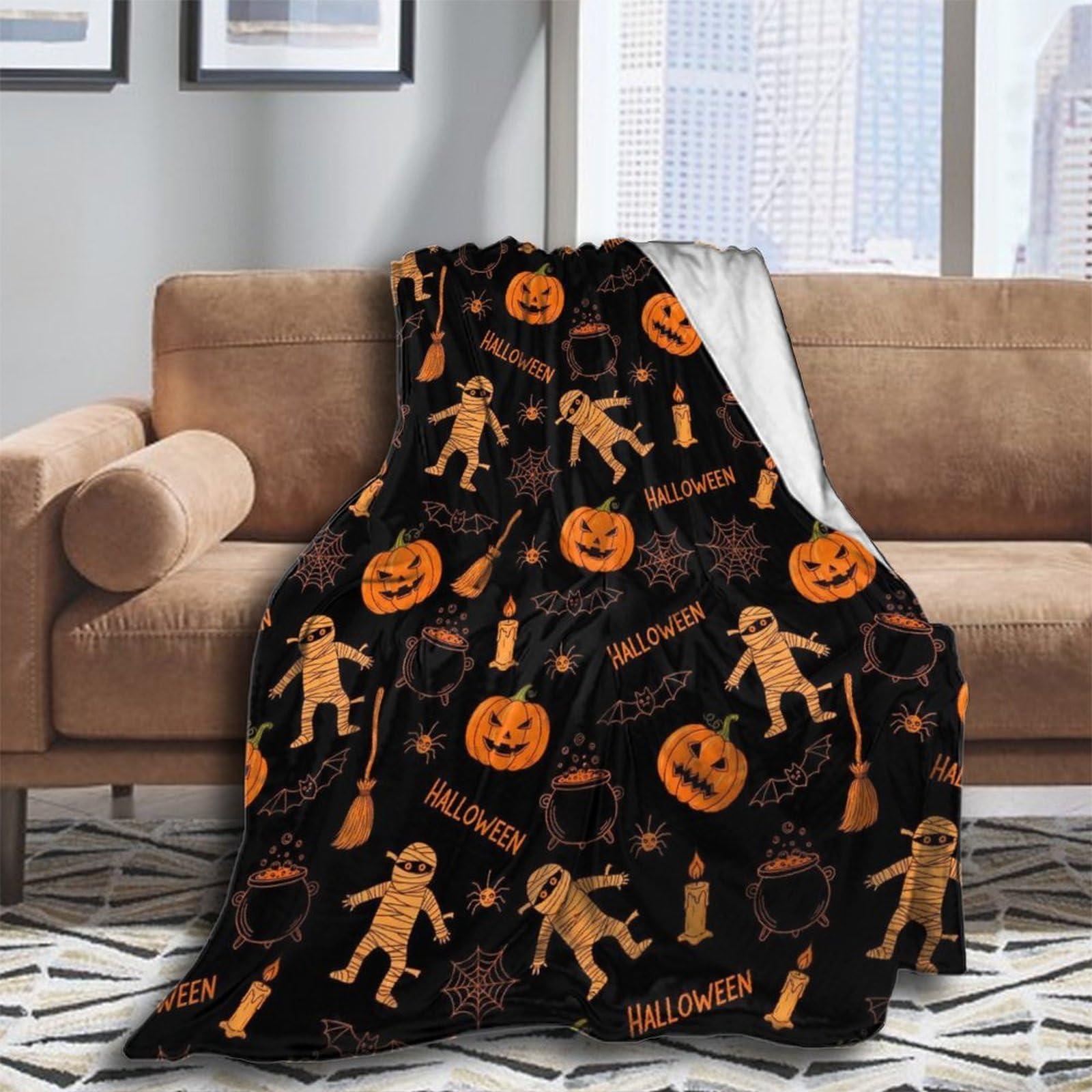 Oudrspo Throw Blanket for Couch Soft Skull and Crossbones Blankets and Throws for Sofa