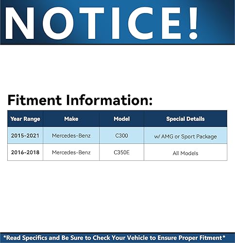 Miniatura 2 de Detroit Axle - Kit de frenos para Mercedes-Benz C300 2015-2021 con paquete deportivo, rotores de freno perforados y ranurados C350e Pastillas de