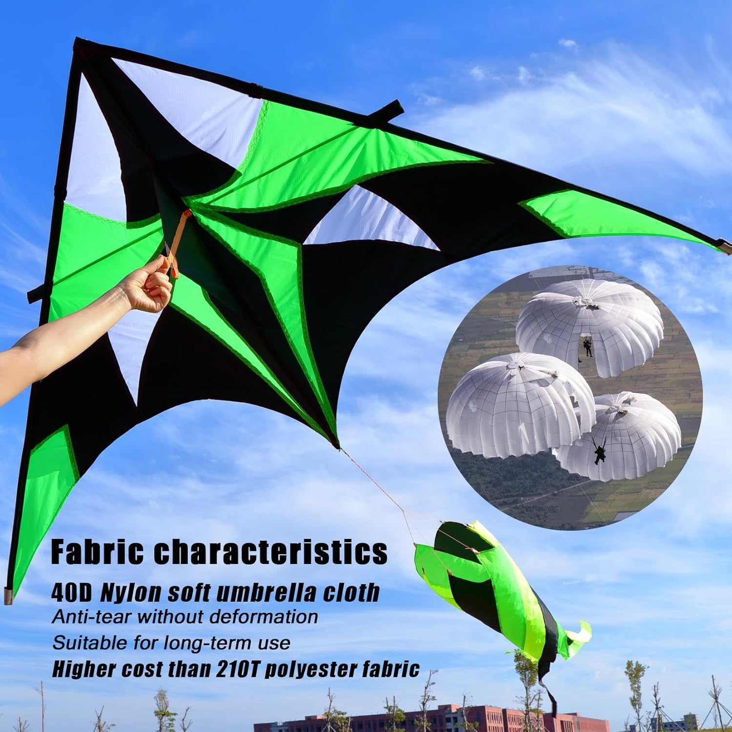 Huge Delta Kites for Adults with Large 3D Rotating Kite Tail, Giant Single-line Beach Kite for Adults and Teenagers - Image 4