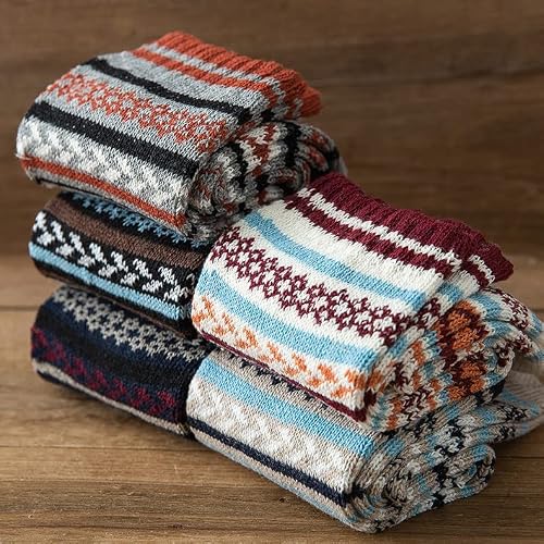 Nimalpal 5 Pairs Wool Socks for Women - Crew Socks for Women Wool Socks Boot Socks for Women Super Soft Hiking Socks Women, Thick Knit Cabin Cozy Socks Warm Long Socks for Women - Thumbnail 2