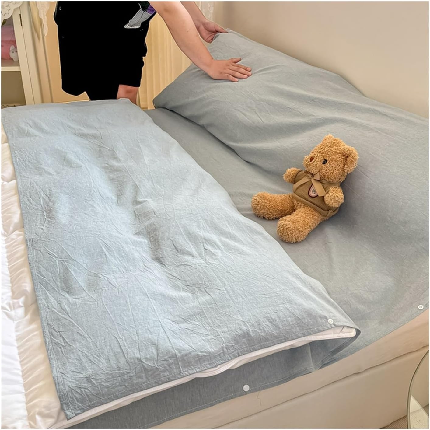 RUZGAR Sleeping Bag Liner Camping Sheets Travel Sheet Adult Sleep Sack for Backpacking Hostels Traveling Hotels Single Double Camping Sleeping Bag Liners (Color : Blue B, Size : 200x210cm-78x82)