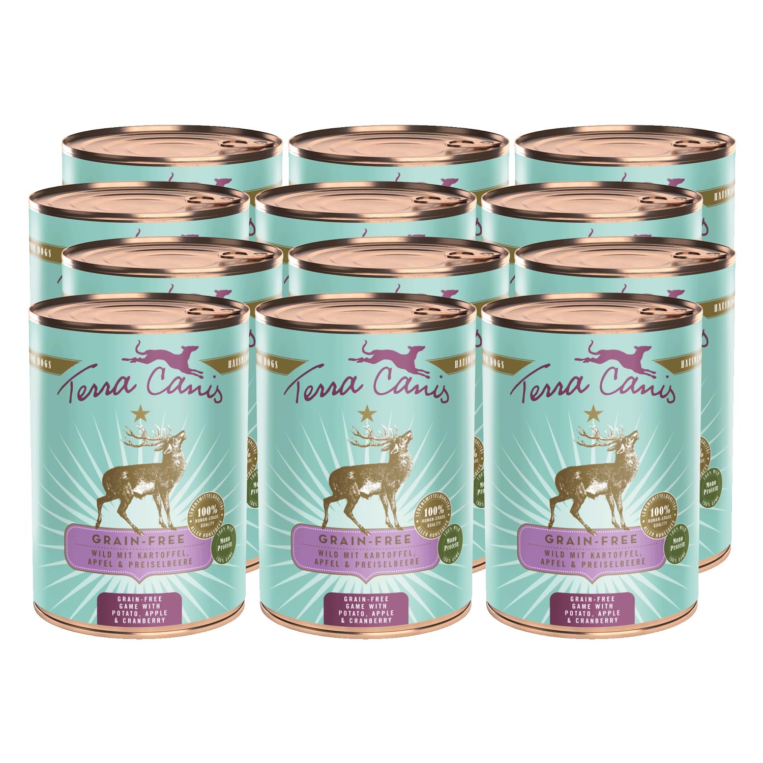 Terra Canis Wild mit Kartoffel, Getreidefrei Nassfutter für Hunde, 12x400g