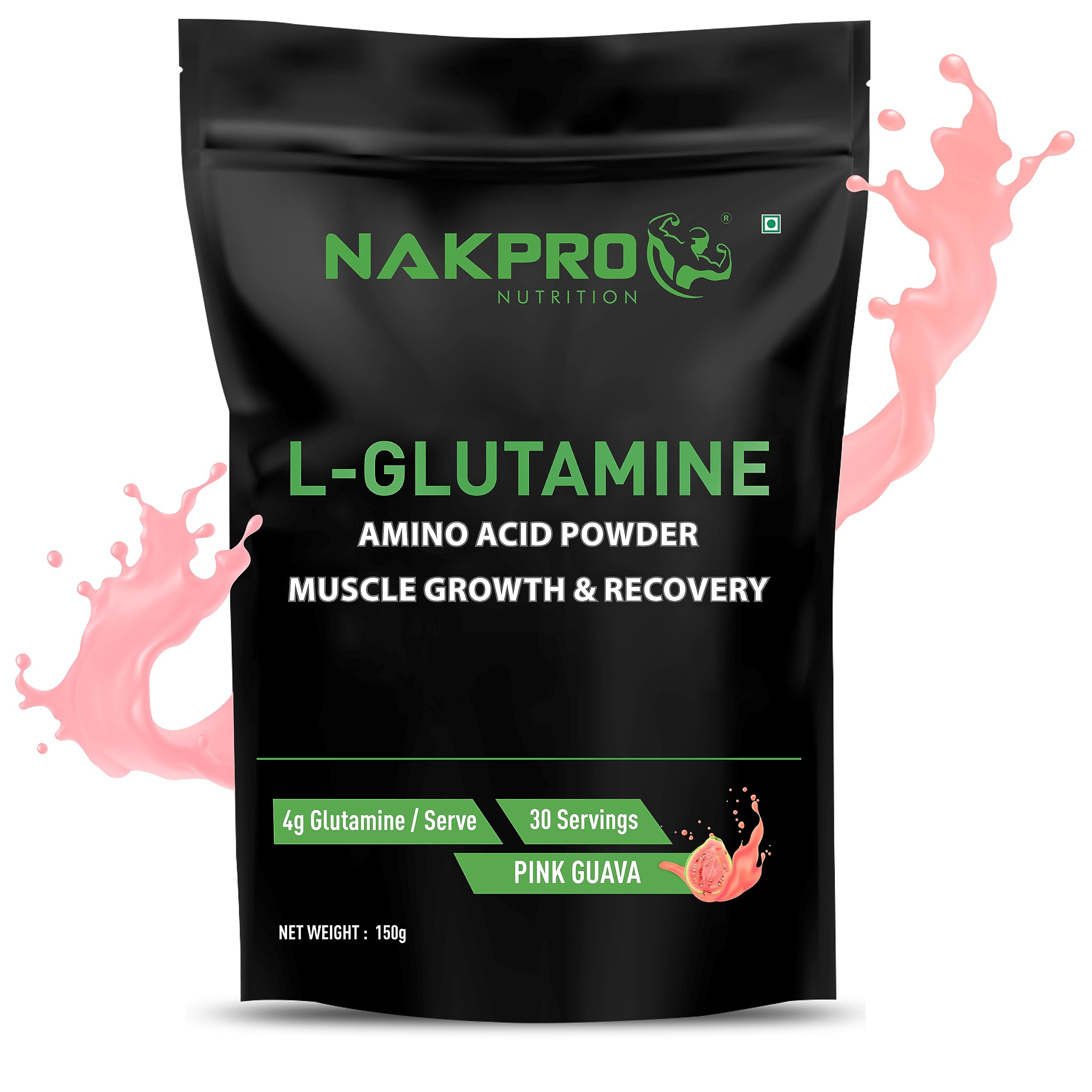 Nakpro L-Glutamine Powder | 4g Glutamine Per Serving, 30 Servings | Post Workout Amino Acid Supplement for Muscle Growth and Recovery (Pink Guava, 150g)-image-23