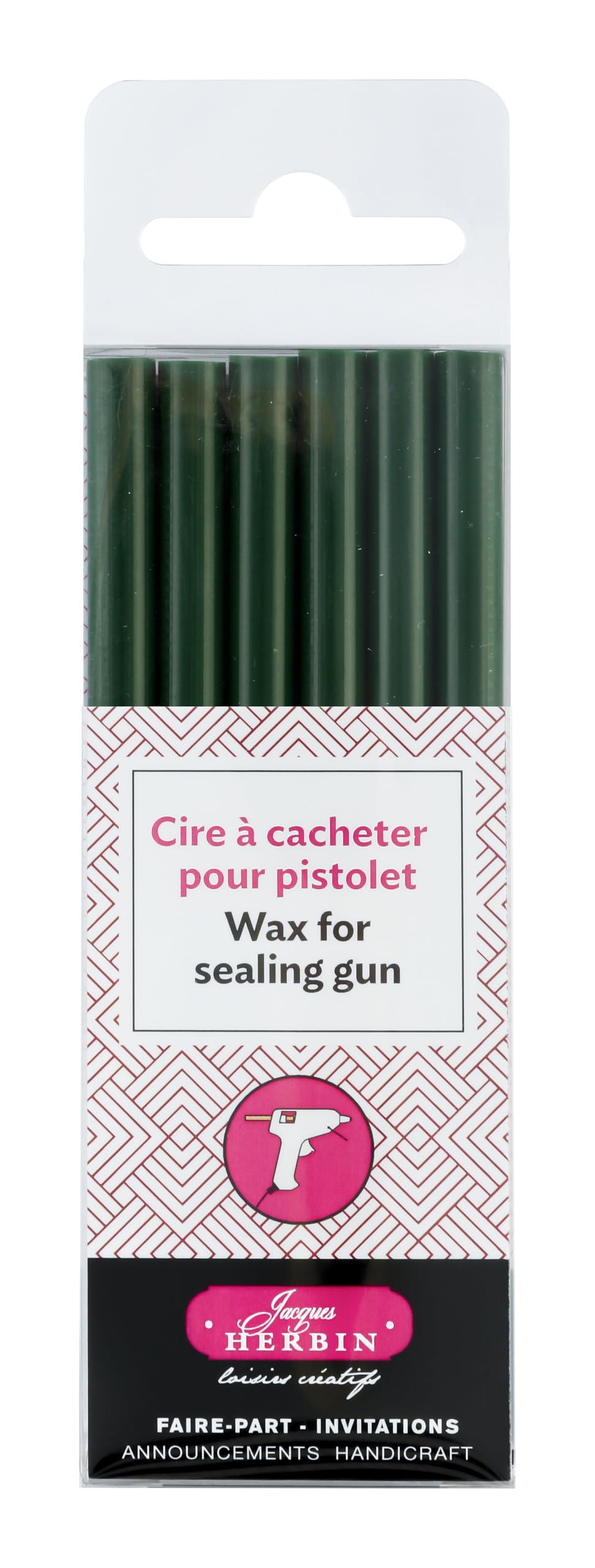 Herbin Wax Gun sticks - Dark Green, 6 sticks