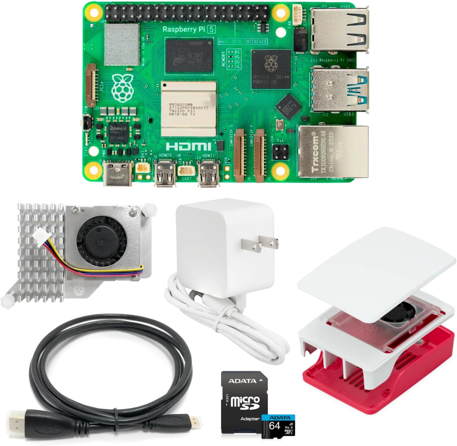 330OHMS Raspberry Pi 5 4GB Fuente Case Ventilador Disipador SD HDMI ...