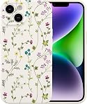 RALEAVO Floral Case for iPhone 13 Pro Max, Flower Branch Pattern Design Cute Cover Case for Girls Women Slim Thin Soft Silicone Shockproof Anti-Slip Phone Case for iPhone 13 Pro Max (6.7"),Beige | for iPhone 13 Pro Max Case with Cute Flower Branch Pa