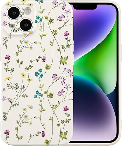 Miniatura 1 de RALEAVO Funda floral para iPhone 14, diseño de ramas de flores, bonita funda para niñas y mujeres, delgada, de silicona suave, a prueba de golpes,