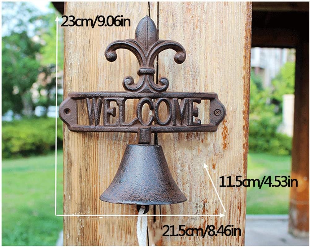 Vintage Door Bell,Manual Doorbell， Wall Mounted Chimes Welcome Entry Door Bell, Antique Doorbell Hand Bell ?for Decoration, Front Door, Interior, Exterior Decor, 21.5 * 11.5 * 23cm