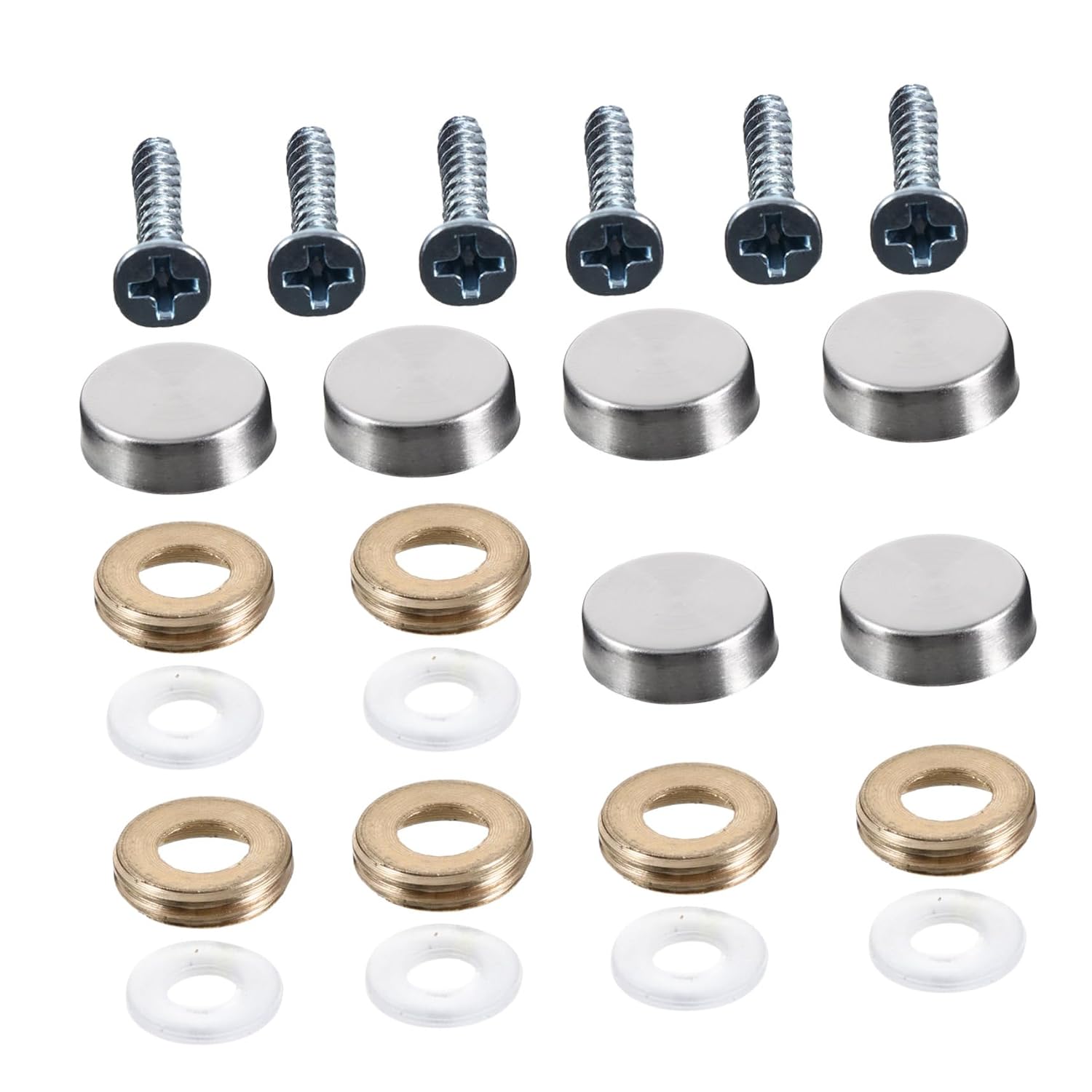 24Pcs Mirror Fixing Screws Decorative Covers with Stainless Steel