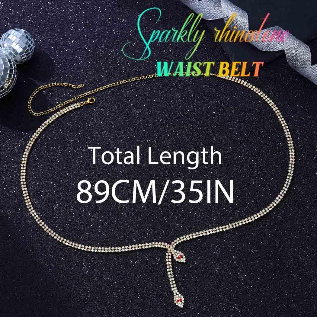 COSYAYS Snake Chain Belt Silver Sparkly Rhinestone Waist Chains for Women