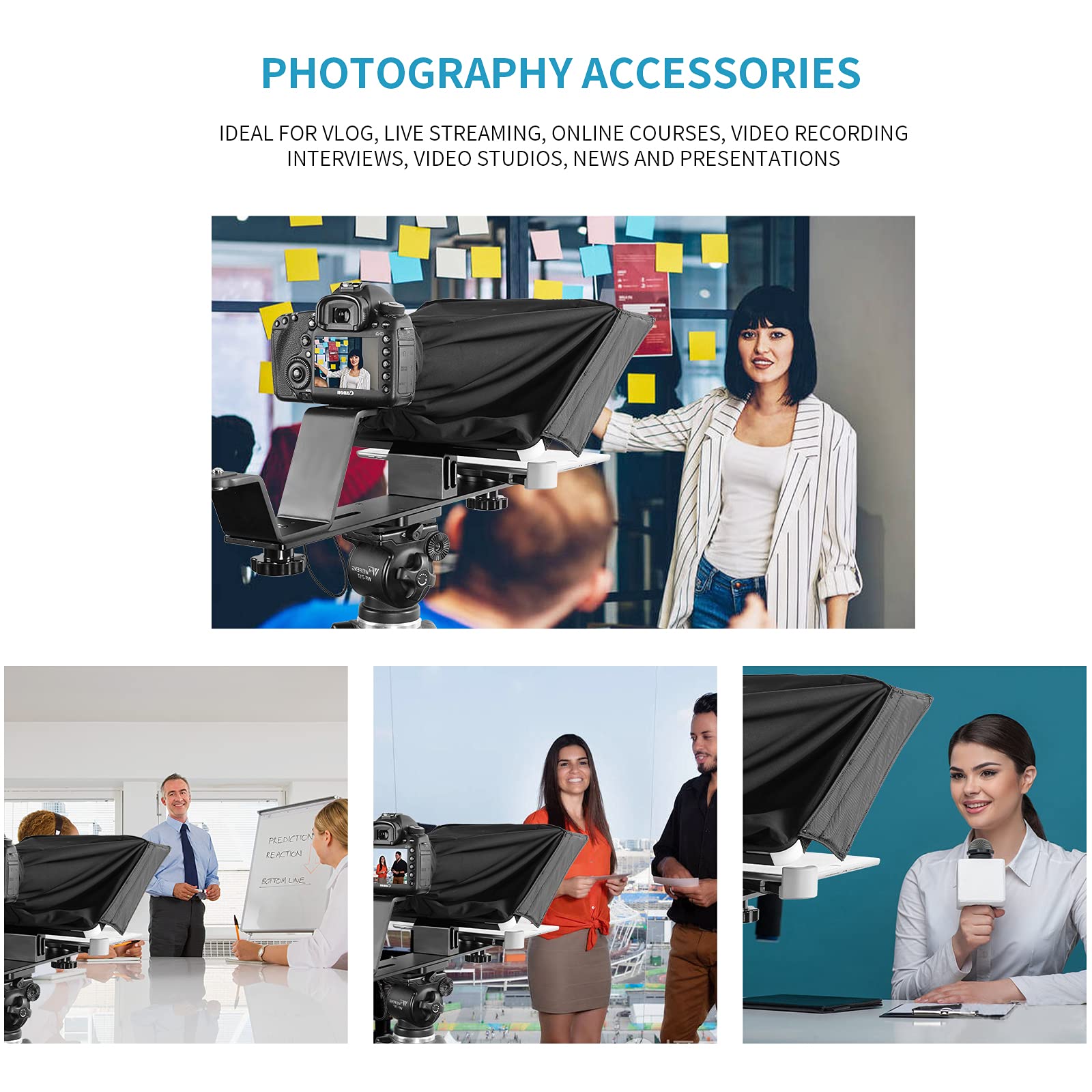 タブレット/スマートフォンカメラ用 ポータブルテレプロンプター