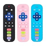 Chuya Baby Teether Teething Toys for Babies 3 6 9 12 18 24 Months TV Remote Control Shape Teething Relief for Infants (3 Pack)