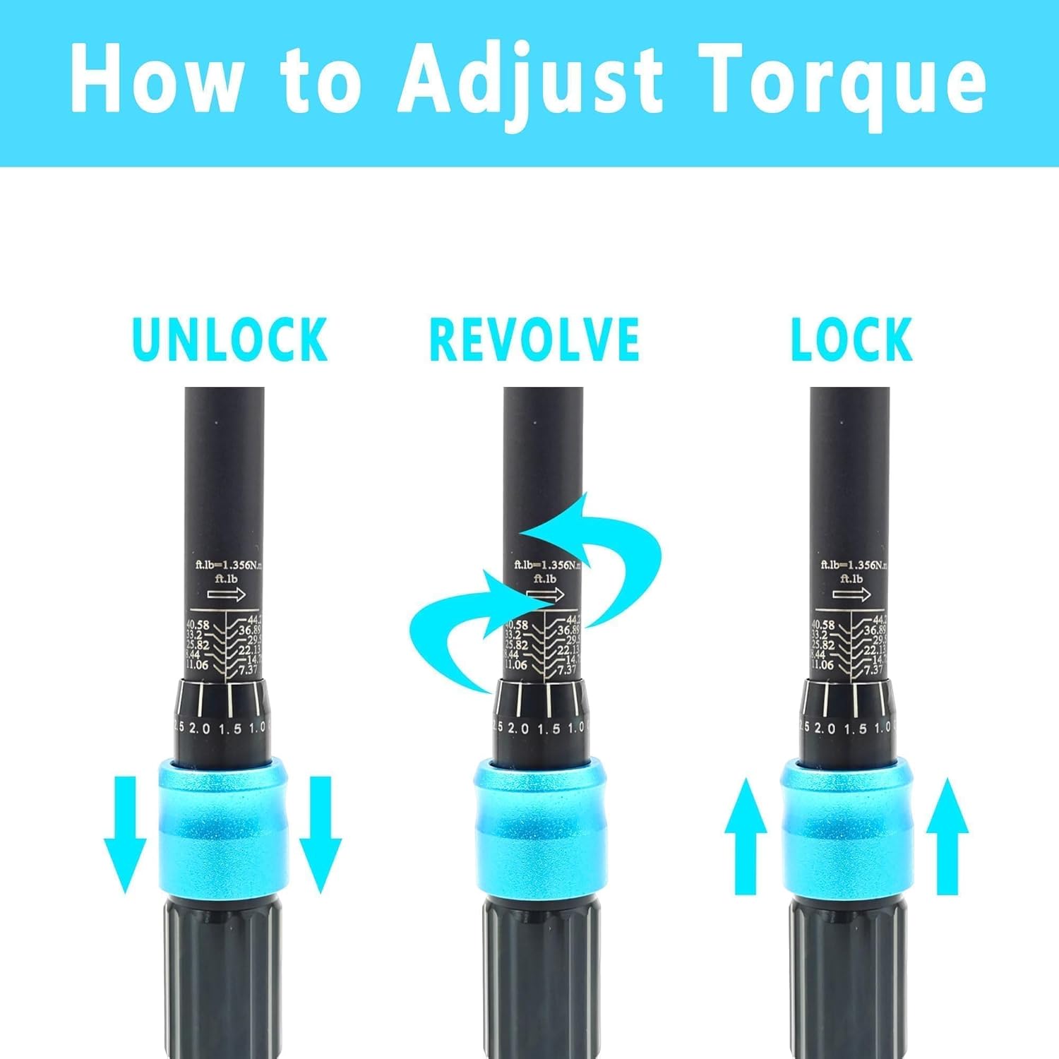 3/8 Inch Torque Wrench, 10-60N·m/7.37-44.27ft·lb, Dual-Direction Adjustable 72 Tooth, Torque Wrenches for MTB, E-Bike, Motorcycle