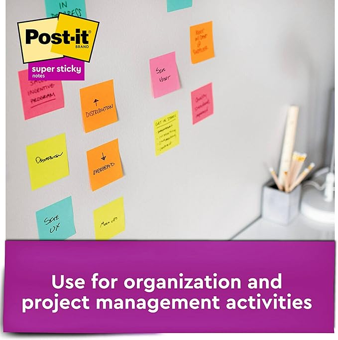 Notas Adhesivas Super Sticky, 6 Paquetes, 540 Hojas, Colores miniatura 12