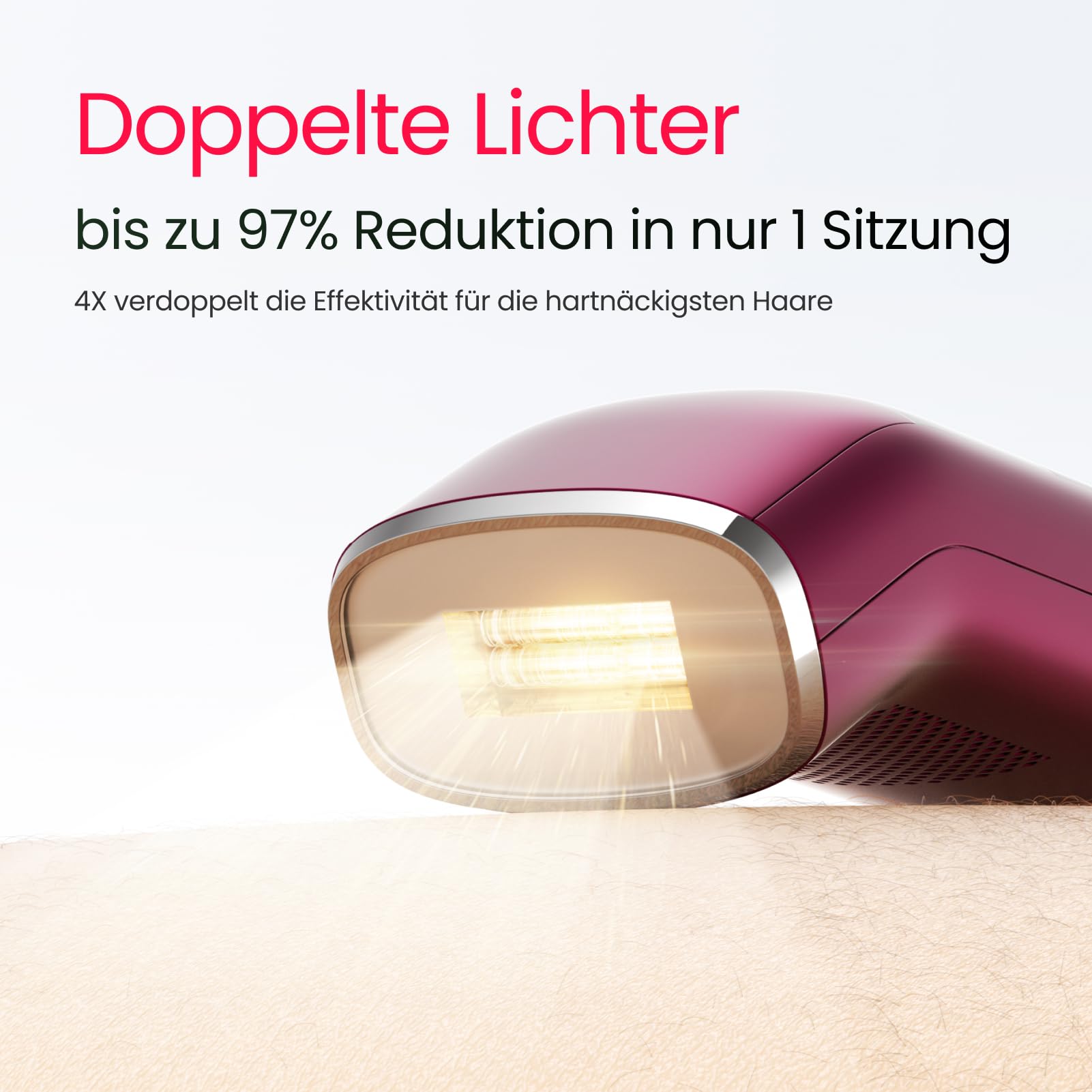 27J Duale Lichter 100W, Vierfach-Impuls IPL Geräte Haarentfernung, 16,6 cm² Saphir Eis-Kühlung 2°C, PHR-Modus, Dauerhaft Haarentfernung Laser für Frauen, Gesicht, Körper, Bikinizone, Beine, Achseln