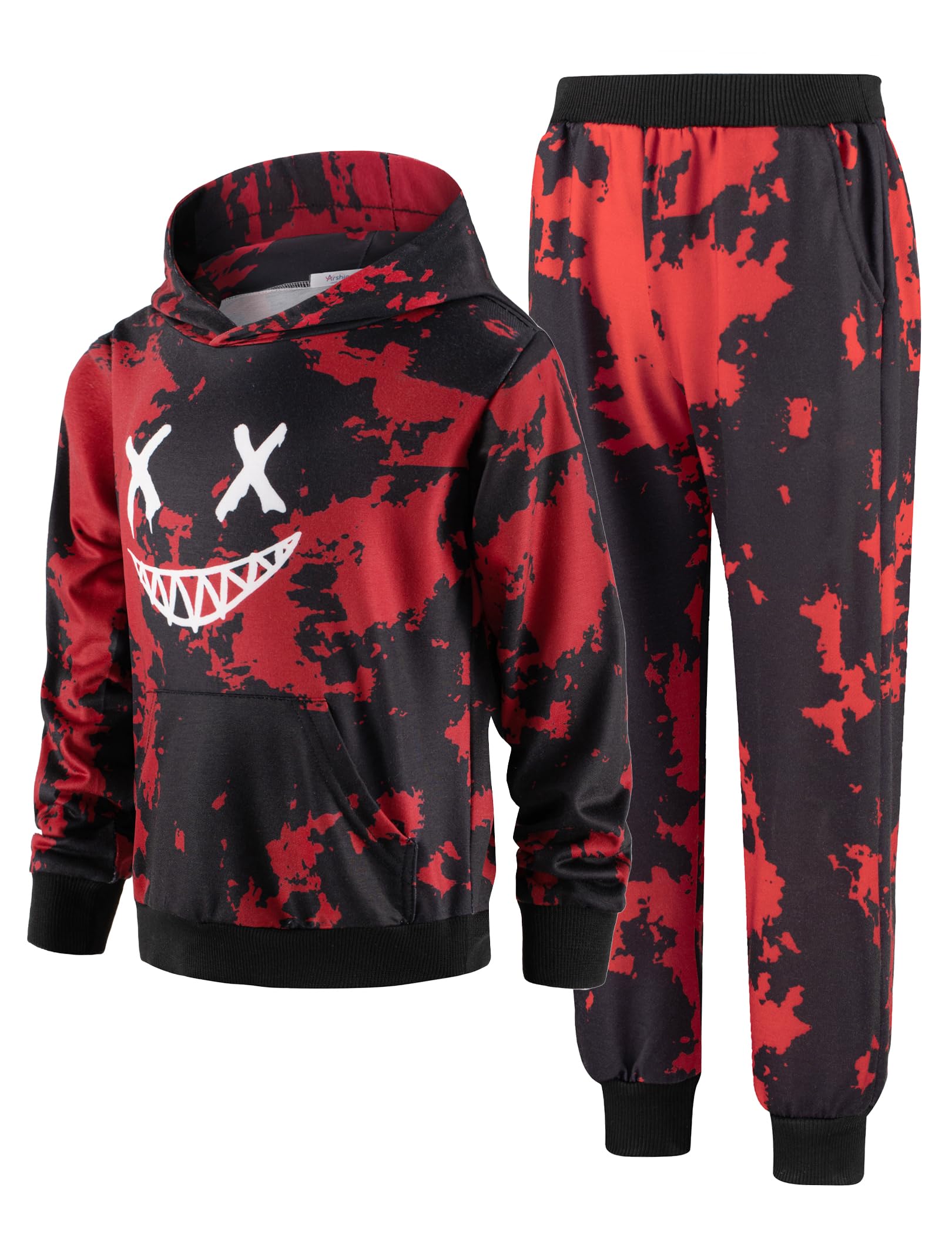 Arshiner Boys Athletic Sweatsuit Pullover Hoodie Sweatshirt and Joggers Set