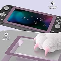 Vista 4 de eXtremeRate 2 Pack Dark Grayish Violet Border Transparent HD Saver Protector Film, Tempered Glass Screen Protector for Nintendo Switch Lite