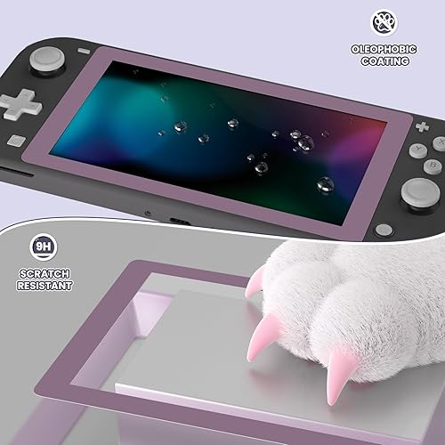 Miniatura 4 de eXtremeRate 2 Pack Dark Grayish Violet Border Transparent HD Saver Protector Film, Tempered Glass Screen Protector for Nintendo Switch Lite