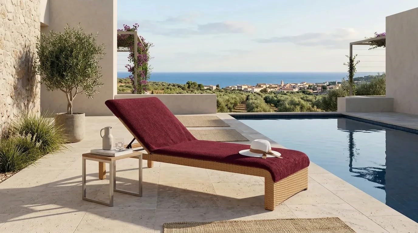 KOBEHOME%100 PAMUK ŞEZLONG HAVLUSU BORDO 75X200 CM