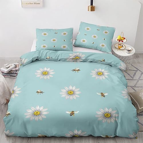 YIKODA Cali King Duvet Cover Set Botanical, Flower Leaf Bedding Set 2 Piece, Reversible Patterned Quilt Cover 104x98 inches and 2 Pillowcases, with