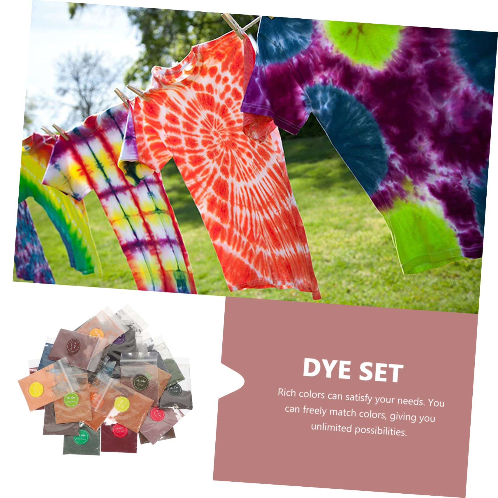 OSALADI Kit Polvere per Tie Dye 32 Borse Colori Permanenti per Tessuti in Polvere, per Scialli e Borse in Tela, per Divertimento Familiare e Progetti DIY