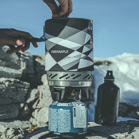 Fire-Maple Fixed Star X2 Backpacking Camping Stove System, Black,22oz | 30% Faster Boil with HX Base, Piezo Ignition, Locking Handle, All-in-One, Portable, Compatible with Most Canisters