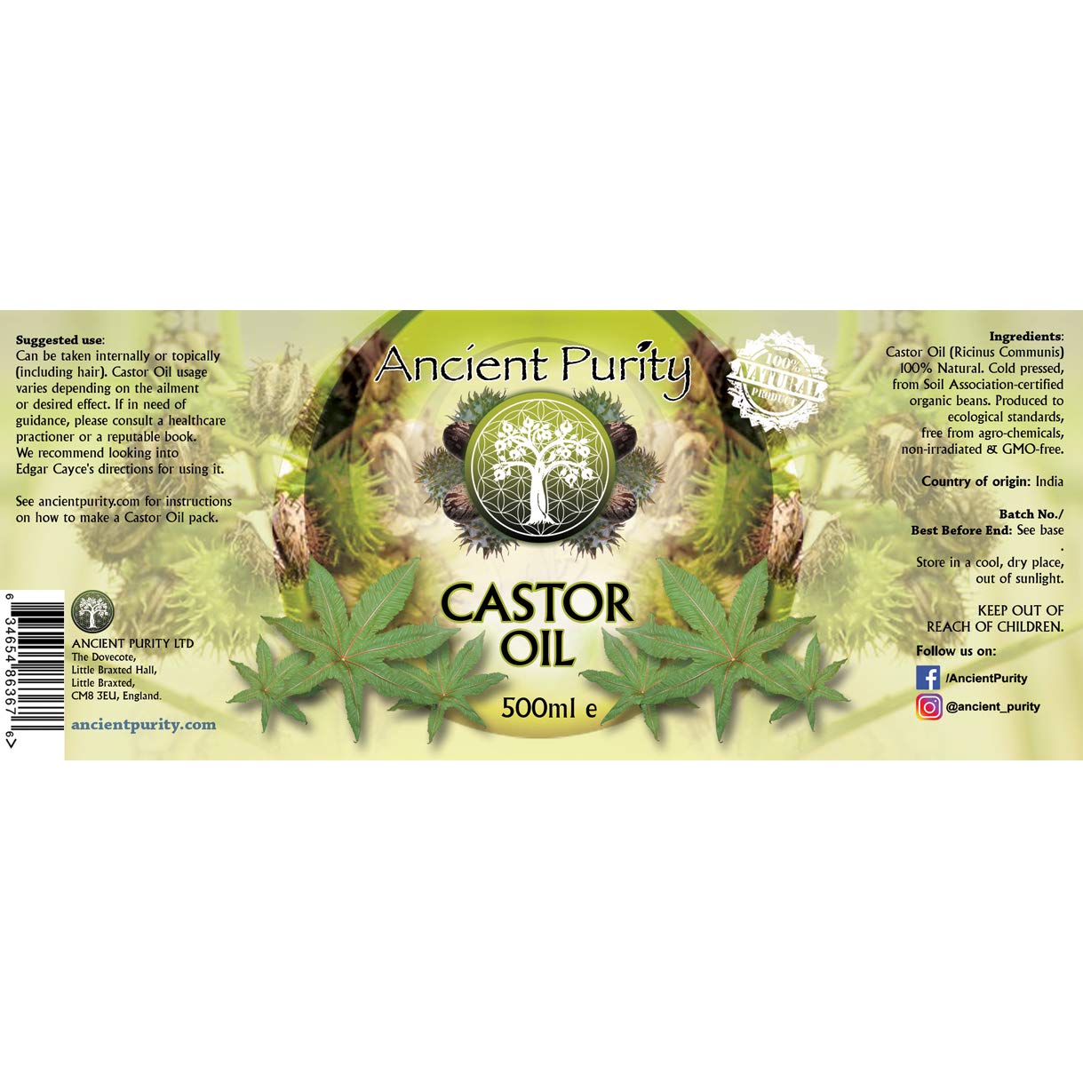 CASTOR OIL - 500ML - Improves circulation GLASS BOTTLE, 500 ml (Pack of 1) - Image 2