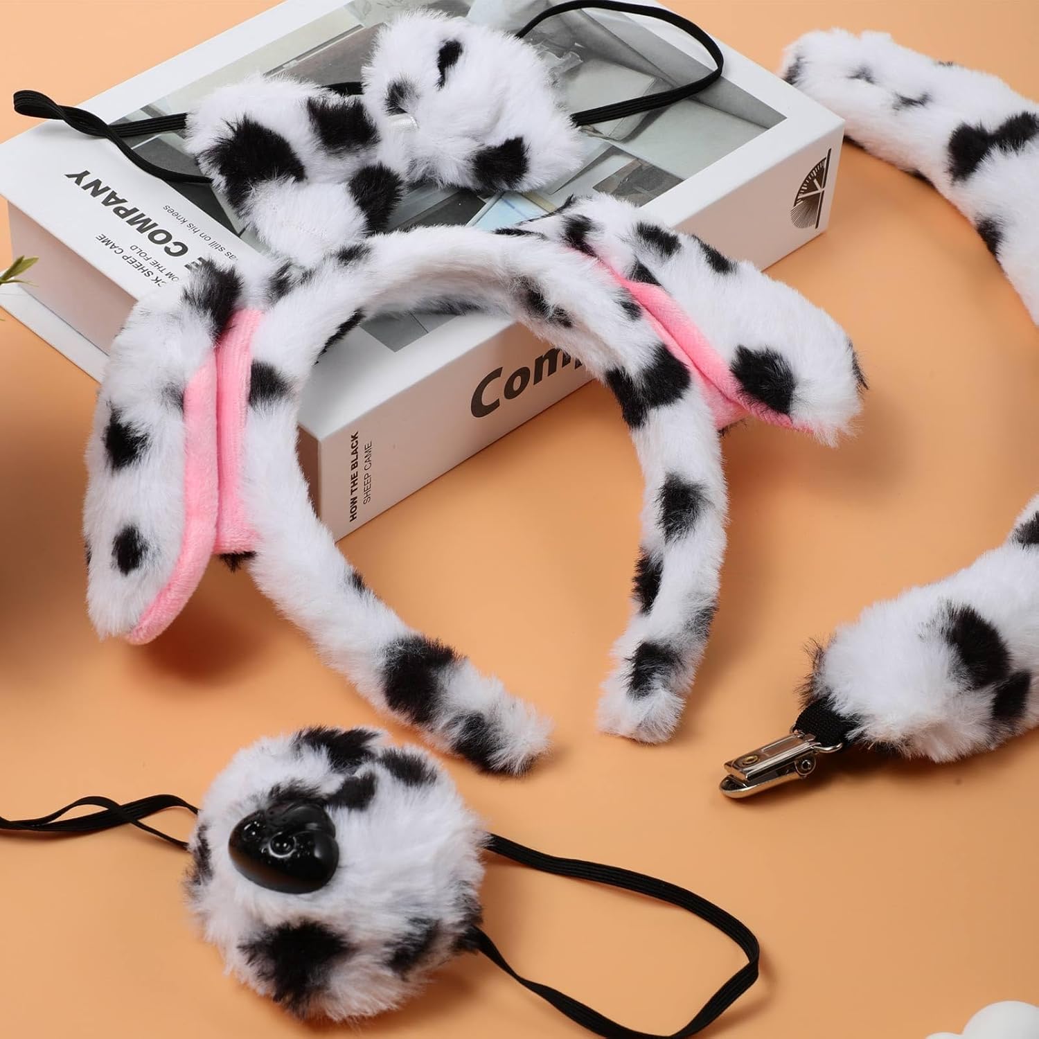 Adult Dalmatian Dog Costume Set Puppy Dog Ear Headband Nose Bow Tie Tail Cute Animal Cosplay for Halloween Party Play - Image 8