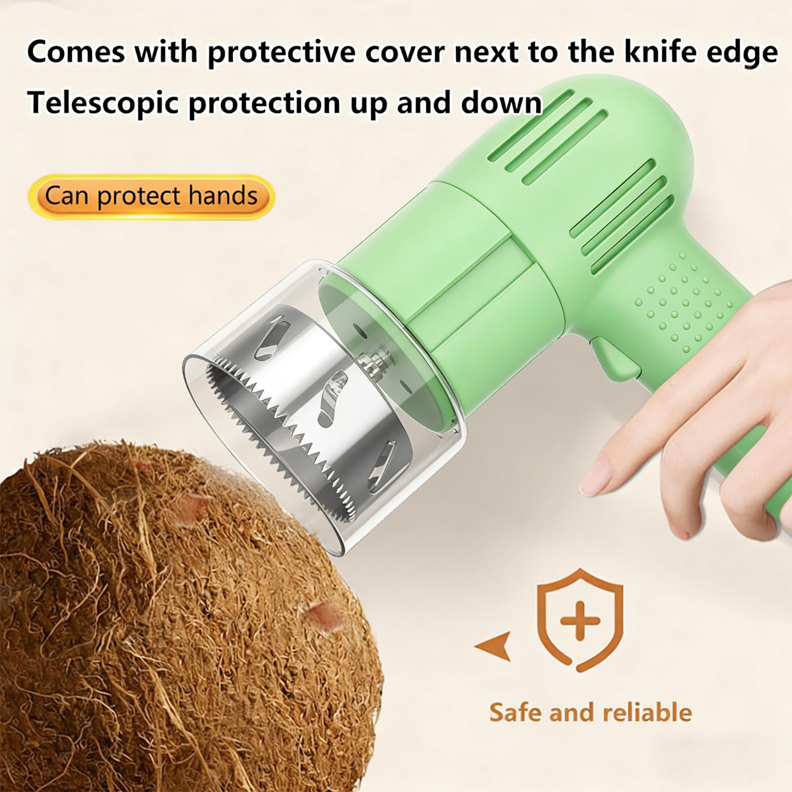 Abridor eléctrico de coco, perforador y raspador automático, abridor de carcasa de acero inoxidable con un solo botón para uso doméstico, tienda y barra de jugos