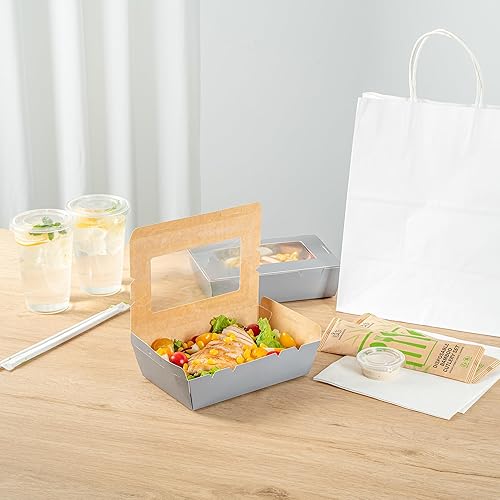 Miniatura 8 de Restaurantware Cafe Vision - Cajas desechables de 42 onzas para llevar, 200 cajas de papel para alimentos, bloqueo de bisagra, resistente a la