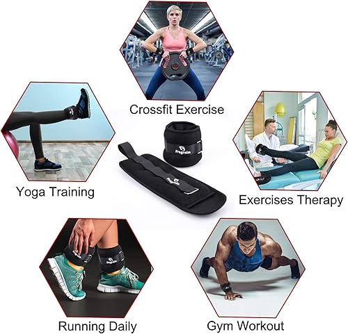 Miniatura 4 de Pesas de tobillo, 12346810 libras, 1 par de pesas de muñeca y pierna para mujeres, niños y hombres, cómodas y suaves, perfectas para bailar, correr,