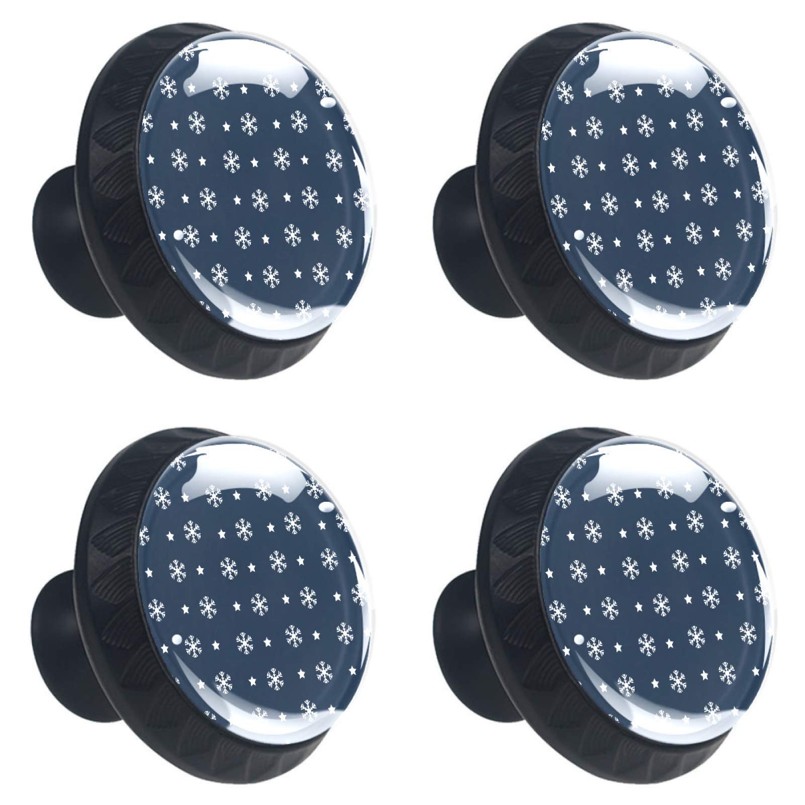 Boutons de tiroir en verre flocon de neige bleu au fini cristallin et quincaillerie durable