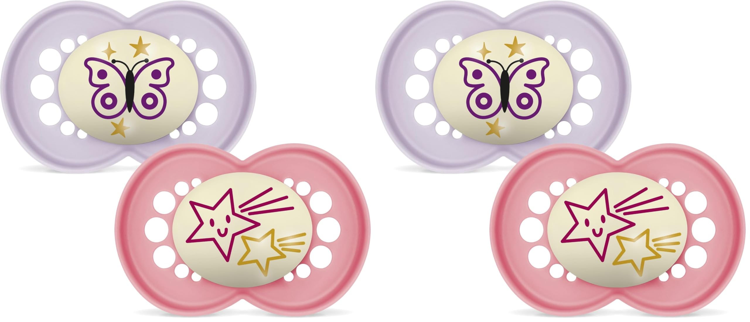 MAM Original Night S, 16+ Mon., 2 Stk, Schmetterling/Stern (Packung mit 2)