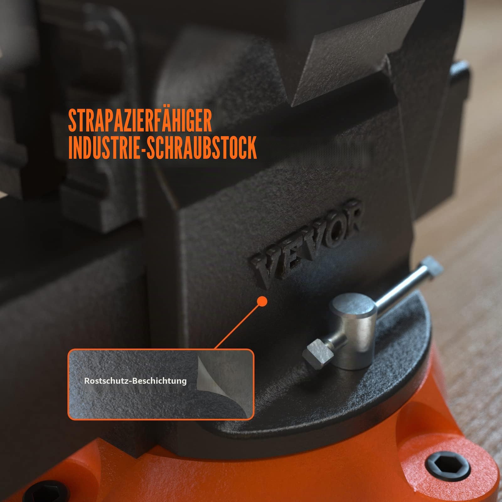 VEVOR 15,2cm Schraubstock 360° Drehbar Sphäroguss Werkbankschraubstock 7,3x8cm Amboss Schraubstock 15cm Backenöffnung Parallelschraubstock U-förmige Führungsstange zum Schärfen Schleifen Schneiden