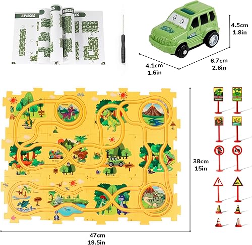 Miniatura 7 de 25 rompecabezas de dinosaurio de plástico para niños de 3 a 5 años con un bonito auto, juego de rompecabezas para niños pequeños, juguetes