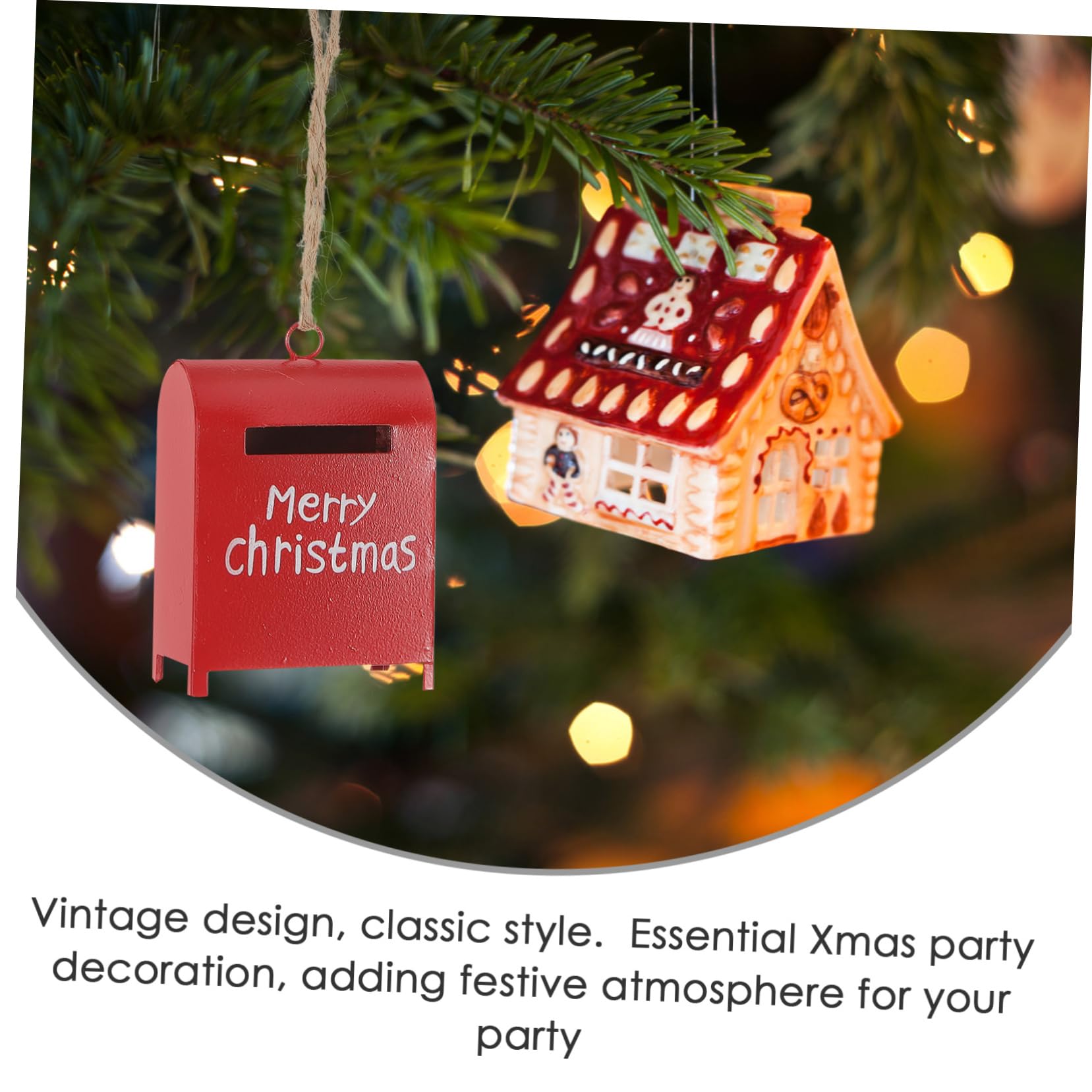 PRETYZOOM Vintage Xmas Tree Mailbox Ornament Mailbox Christmas Decor Festive Hanging Pendant